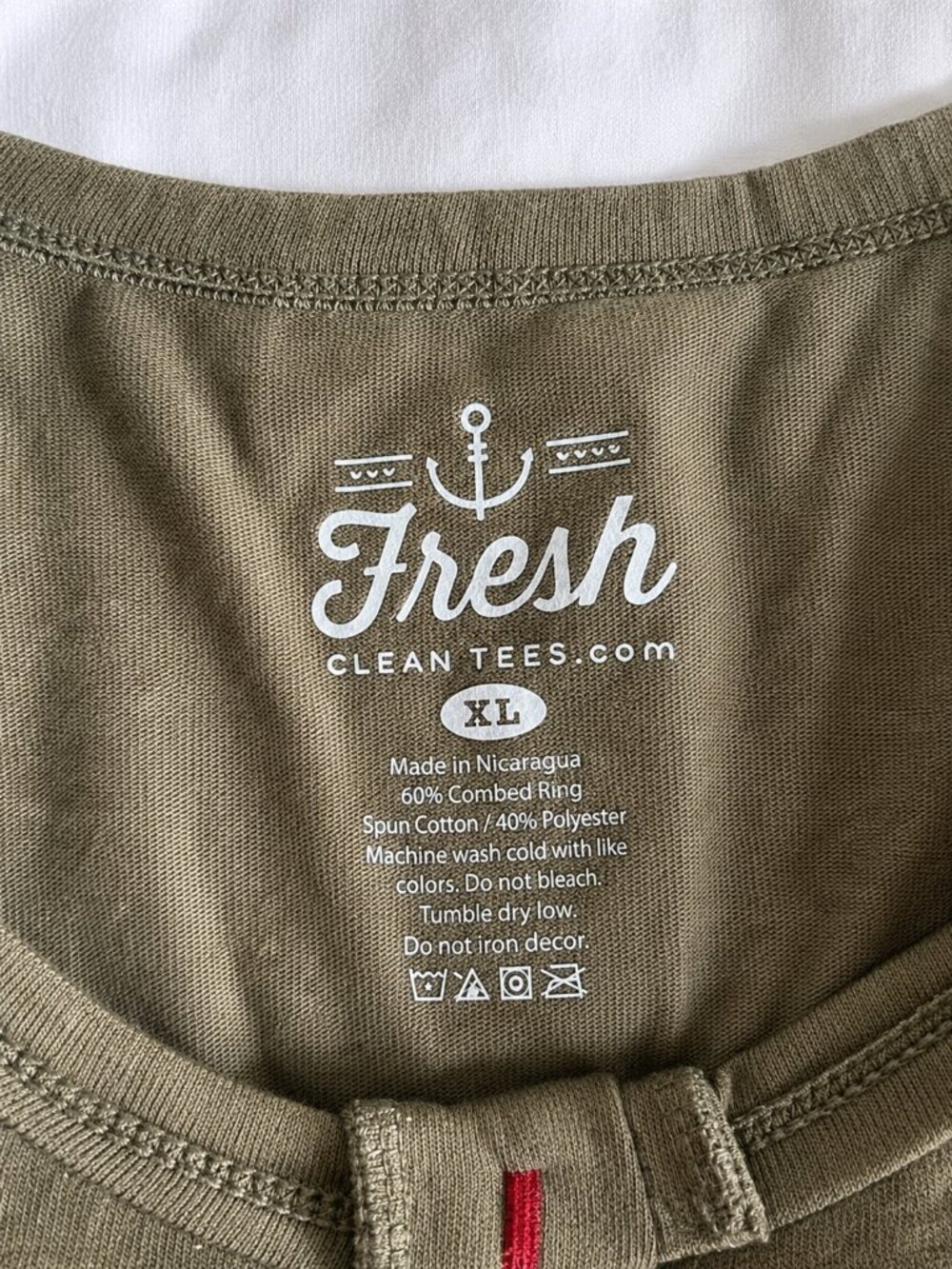 Fresh Clean Tees Men's XL Olive Green Long Sleeve Henley Shirt - Picture 4 of 5